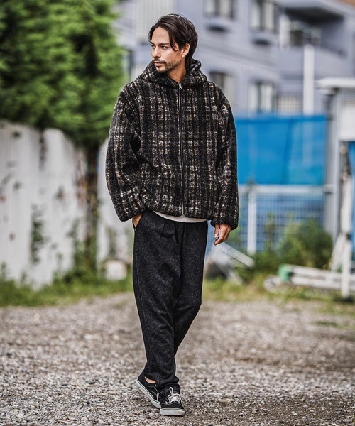 CAMBIO(カンビオ)の「mp13915-Used Like Print Sweat Tuck Pants スウェットパンツ(スウェットパンツ・メンズ・ブラック/グレー/チャコール・S/M/L)」の15枚目の写真