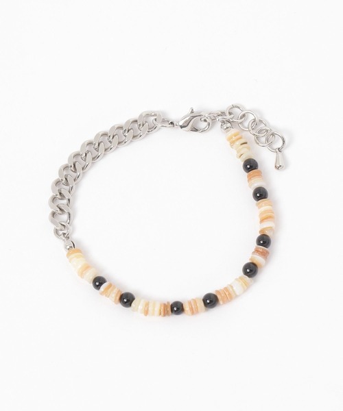 GLOBAL WORK(グローバルワーク)の「ストーン&チェーンブレス/UNISEX/572571(ブレスレット・メンズ・ダークブラウン/ライトブルー/ブラック・FREE)」の1枚目の写真