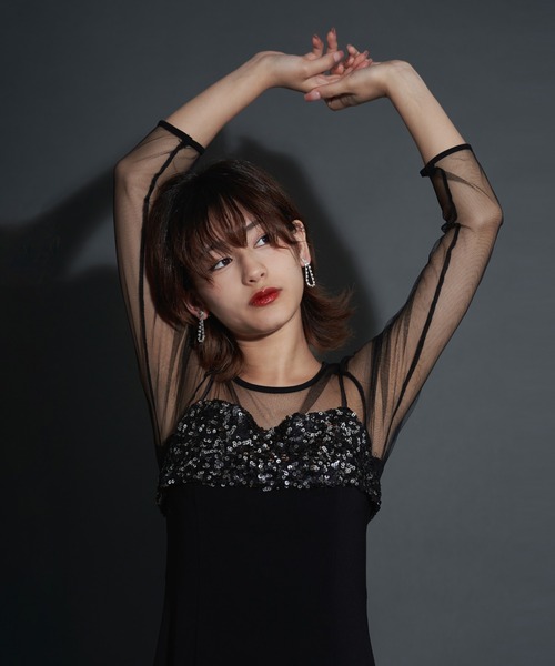 My shawty(マイシャウティー)の「2way glitter bustier dress(ドレス・レディース・ブラック/チャコールグレー/ベージュ・SMALL/MEDIUM/LARGE)」の10枚目の写真