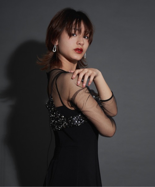 My shawty(マイシャウティー)の「2way glitter bustier dress(ドレス・レディース・ブラック/チャコールグレー/ベージュ・SMALL/MEDIUM/LARGE)」の11枚目の写真