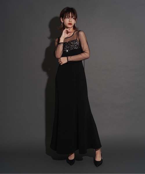 My shawty(マイシャウティー)の「2way glitter bustier dress(ドレス・レディース・ブラック/チャコールグレー/ベージュ・SMALL/MEDIUM/LARGE)」の4枚目の写真