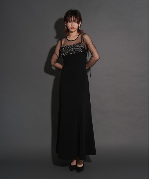 My shawty(マイシャウティー)の「2way glitter bustier dress(ドレス・レディース・ブラック/チャコールグレー/ベージュ・SMALL/MEDIUM/LARGE)」の7枚目の写真