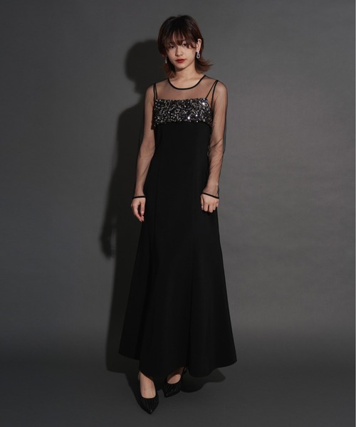 My shawty(マイシャウティー)の「2way glitter bustier dress(ドレス・レディース・ブラック/チャコールグレー/ベージュ・SMALL/MEDIUM/LARGE)」の5枚目の写真
