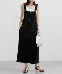 nissen | 麻調合繊ジップ使いジャンスカ(ジャンパースカート)