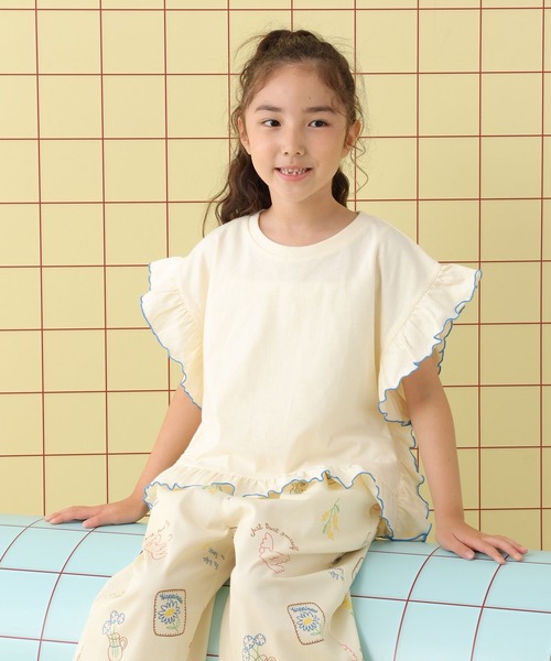 LEPSIM（レプシィム）の「【KIDS】配色フリルフレンチスリーブプルオーバー　578967（Tシャツ/カットソー・キッズ・アイボリー/ライトブルー/チャコールグレー・140/120）」の12枚目の写真