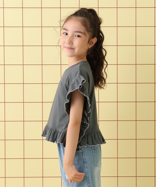 LEPSIM（レプシィム）の「【KIDS】配色フリルフレンチスリーブプルオーバー　578967（Tシャツ/カットソー・キッズ・アイボリー/ライトブルー/チャコールグレー・140/120）」の21枚目の写真