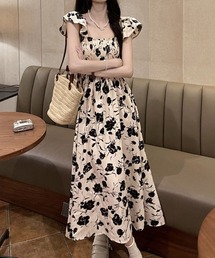 shoppinggo（ショッピングゴー）の「ワンピース 花柄 スクエアネック ギャザー入り ノースリブワンピース フリル 夏ワンピース（ジャンパースカート）」