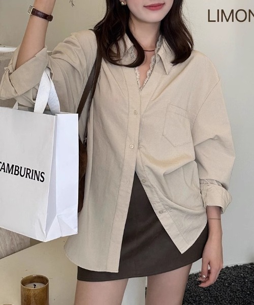Teem Store(チームストア)の「ナチュラルフィットレース付きシャツブラウス(シャツ/ブラウス・レディース・ブラック/アイボリー/ホワイト・S/M)」の14枚目の写真