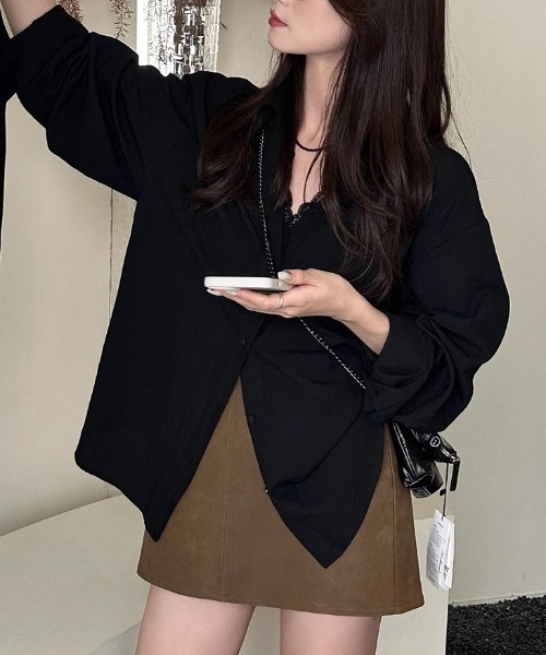 Teem Store(チームストア)の「ナチュラルフィットレース付きシャツブラウス(シャツ/ブラウス・レディース・ブラック/アイボリー/ホワイト・S/M)」の11枚目の写真