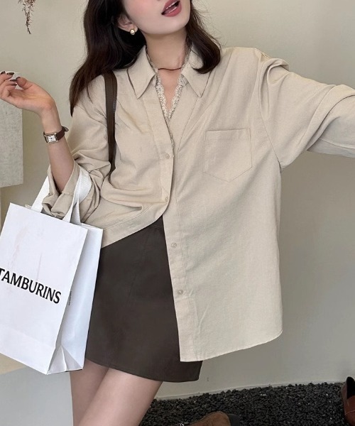 Teem Store(チームストア)の「ナチュラルフィットレース付きシャツブラウス(シャツ/ブラウス・レディース・ブラック/アイボリー/ホワイト・S/M)」の16枚目の写真