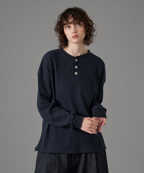 DIESEL ヘンリーネックサーマルロンＴ SILVER BUTTON HENRY NECK THERMAL LONG SLEEVE T-SHIRT