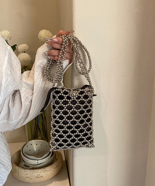 Mignonjour(ミニョンジュール)の「Mignonjour/パールビーズミニショルダー M2811(ショルダーバッグ・レディース・ホワイト/ブラック・FREE)」の8枚目の写真