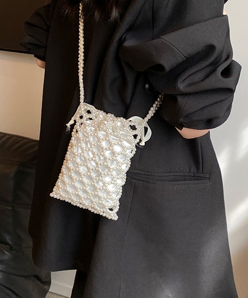 Mignonjour(ミニョンジュール)の「Mignonjour/パールビーズミニショルダー M2811(ショルダーバッグ・レディース・ホワイト/ブラック・FREE)」の4枚目の写真