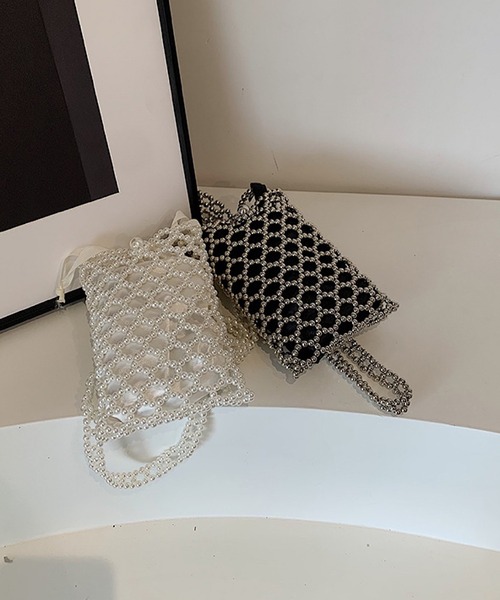 Mignonjour(ミニョンジュール)の「Mignonjour/パールビーズミニショルダー M2811(ショルダーバッグ・レディース・ホワイト/ブラック・FREE)」の6枚目の写真