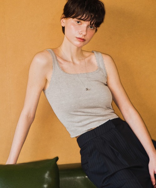 GENERAL IDEA(ジェネラルアイデア)の「GENERAL IDEA/ジェネラルアイディア punching lace knit sleeveless タンクトップ(タンクトップ・レディース・ピンク/ホワイト/グレー・L/S/M)」の17枚目の写真