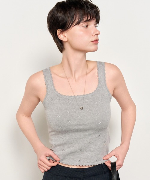 GENERAL IDEA(ジェネラルアイデア)の「GENERAL IDEA/ジェネラルアイディア punching lace knit sleeveless タンクトップ(タンクトップ・レディース・ピンク/ホワイト/グレー・L/S/M)」の16枚目の写真