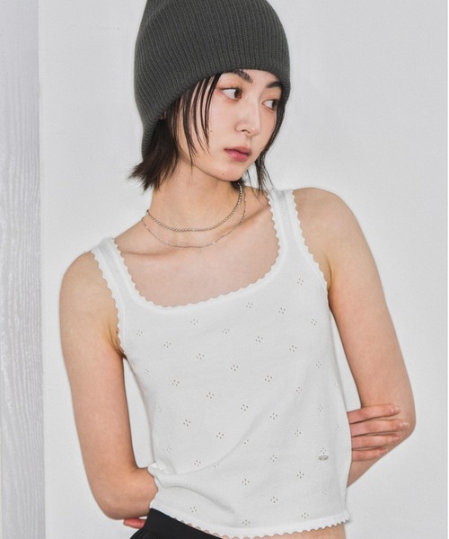 GENERAL IDEA(ジェネラルアイデア)の「GENERAL IDEA/ジェネラルアイディア punching lace knit sleeveless タンクトップ(タンクトップ・レディース・ピンク/ホワイト/グレー・L/S/M)」の11枚目の写真