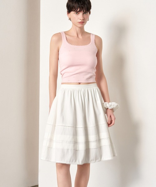 GENERAL IDEA(ジェネラルアイデア)の「GENERAL IDEA/ジェネラルアイディア punching lace knit sleeveless タンクトップ(タンクトップ・レディース・ピンク/ホワイト/グレー・L/S/M)」の8枚目の写真