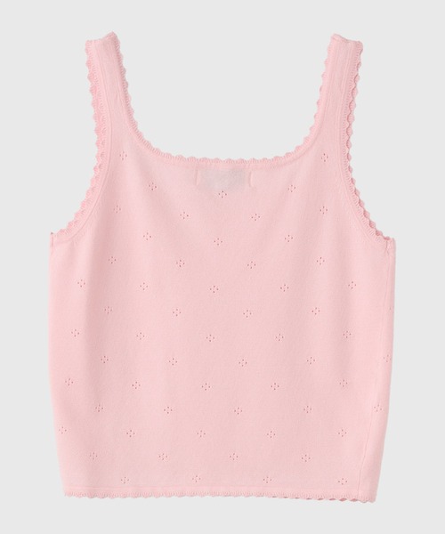 GENERAL IDEA(ジェネラルアイデア)の「GENERAL IDEA/ジェネラルアイディア punching lace knit sleeveless タンクトップ(タンクトップ・レディース・ピンク/ホワイト/グレー・L/S/M)」の4枚目の写真
