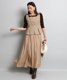 JUSGLITTY 新品ワンピース JUSGLITTY サイドプリーツワンピース （ネイビー