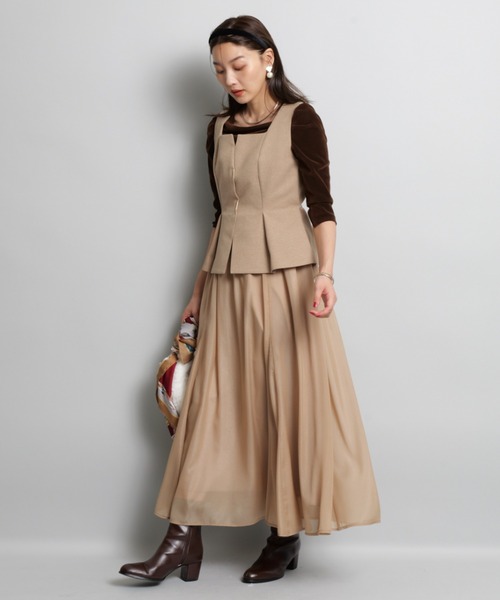 ジャスグリッティー　ジャガードフォルムドッキングワンピース　ブラウン ジャスグリッティー ジャガードフォルムドッキングワンピース