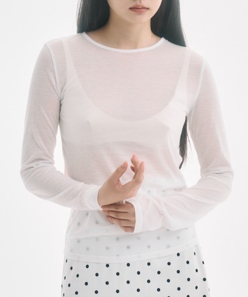 セール】sheer long sleeve tee / シアーロンT（Tシャツ/カットソー