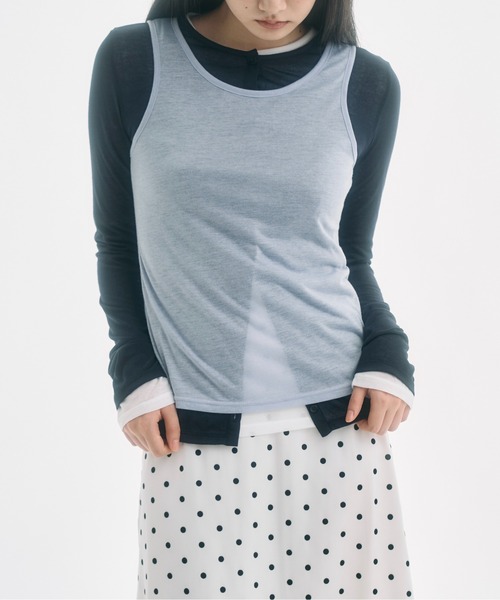 FEKETE(フェケテ)の「sheer long sleeve tee / シアーロンT(Tシャツ/カットソー・レディース・ピンク/アイボリー・LARGE/MEDIUM/SMALL)」の4枚目の写真