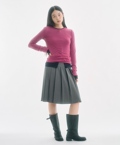 FEKETE(フェケテ)の「sheer long sleeve tee / シアーロンT(Tシャツ/カットソー・レディース・ピンク/アイボリー・LARGE/MEDIUM/SMALL)」の6枚目の写真