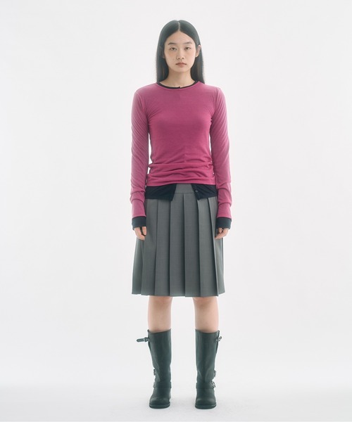 FEKETE(フェケテ)の「sheer long sleeve tee / シアーロンT(Tシャツ/カットソー・レディース・ピンク/アイボリー・LARGE/MEDIUM/SMALL)」の7枚目の写真