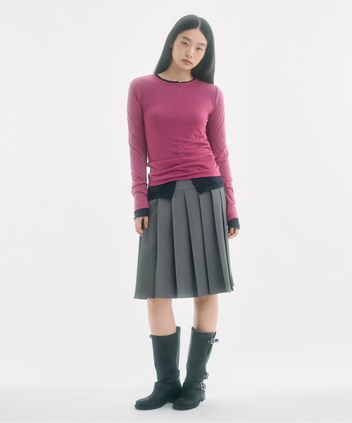 FEKETE(フェケテ)の「sheer long sleeve tee / シアーロンT(Tシャツ/カットソー・レディース・ピンク/アイボリー・LARGE/MEDIUM/SMALL)」の11枚目の写真