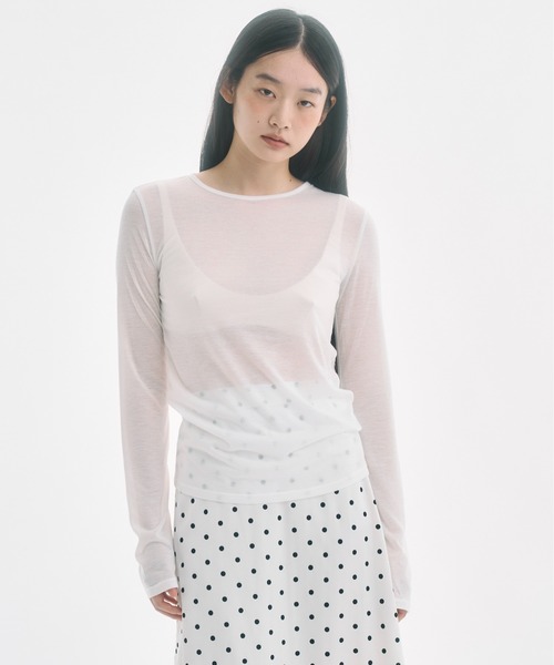 FEKETE(フェケテ)の「sheer long sleeve tee / シアーロンT(Tシャツ/カットソー・レディース・ピンク/アイボリー・LARGE/MEDIUM/SMALL)」の20枚目の写真