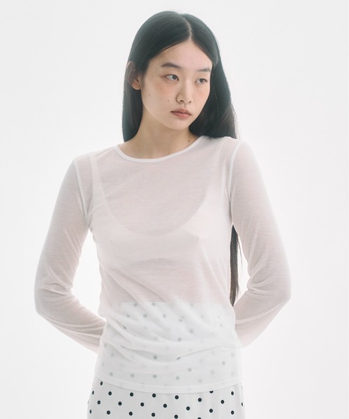 トップス SLIGHT VOGUE Sheer Long Sleeve T-shirt トップス SLIGHT VOGUE Sheer Long Sleeve T-shirt SLIGHT VOGUE Sheer