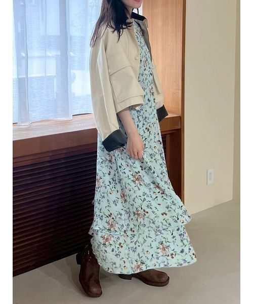 ミラオーウェン ボタニカルプリントソリッドワンピース ミラオーウェン