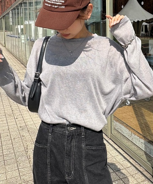 NOGLE（ノグル）の「【NOGLE/ノグル】シアースラブオーバートップス（Tシャツ/カットソー・レディース・グレー/ブラック/ホワイト/ブルー・FREE）」の3枚目の写真