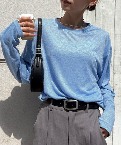 NOGLE（ノグル）の「【NOGLE/ノグル】シアースラブオーバートップス（Tシャツ/カットソー・レディース・グレー/ブラック/ホワイト/ブルー・FREE）」の4枚目の写真