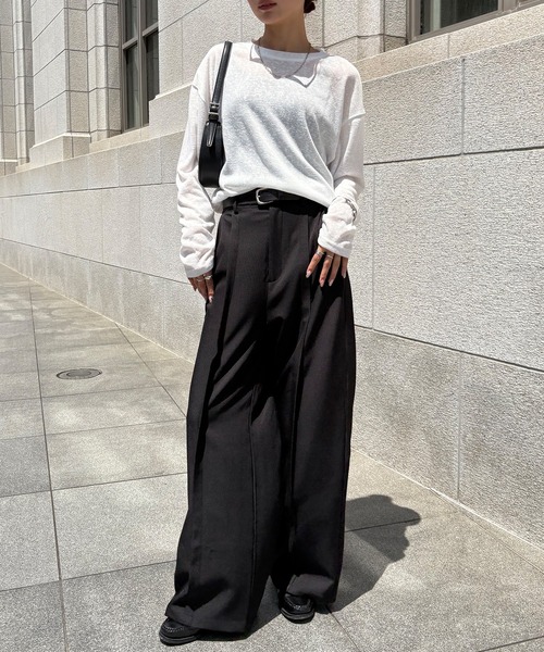 NOGLE（ノグル）の「【NOGLE/ノグル】シアースラブオーバートップス（Tシャツ/カットソー・レディース・グレー/ブラック/ホワイト/ブルー・FREE）」の9枚目の写真