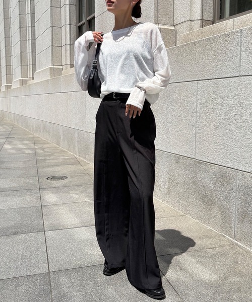 NOGLE（ノグル）の「【NOGLE/ノグル】シアースラブオーバートップス（Tシャツ/カットソー・レディース・グレー/ブラック/ホワイト/ブルー・FREE）」の12枚目の写真