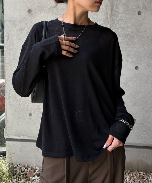 NOGLE（ノグル）の「【NOGLE/ノグル】シアースラブオーバートップス（Tシャツ/カットソー・レディース・グレー/ブラック/ホワイト/ブルー・FREE）」の15枚目の写真