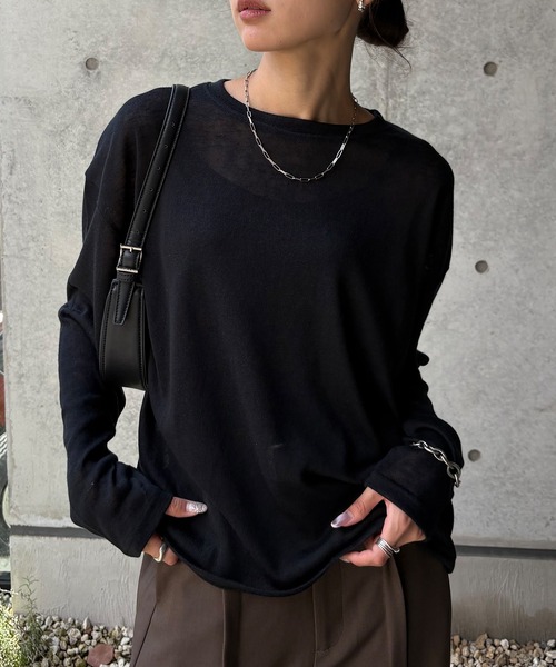 NOGLE（ノグル）の「【NOGLE/ノグル】シアースラブオーバートップス（Tシャツ/カットソー・レディース・グレー/ブラック/ホワイト/ブルー・FREE）」の20枚目の写真