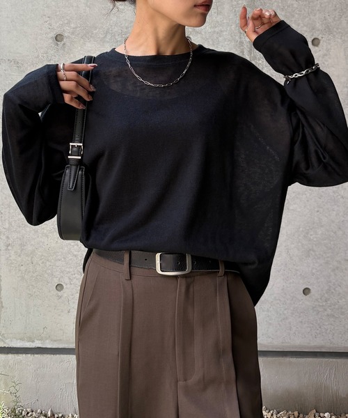 NOGLE（ノグル）の「【NOGLE/ノグル】シアースラブオーバートップス（Tシャツ/カットソー・レディース・グレー/ブラック/ホワイト/ブルー・FREE）」の14枚目の写真