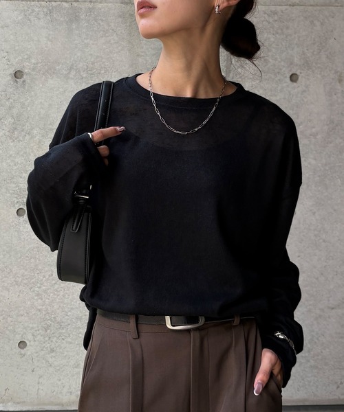 NOGLE（ノグル）の「【NOGLE/ノグル】シアースラブオーバートップス（Tシャツ/カットソー・レディース・グレー/ブラック/ホワイト/ブルー・FREE）」の13枚目の写真