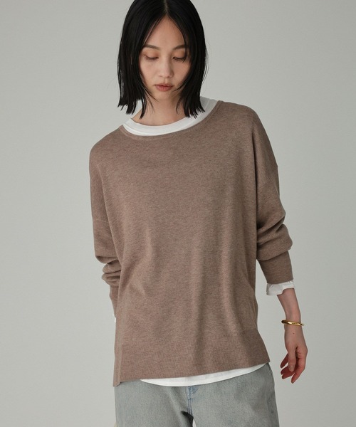 BABYLONE（バビロン）の「ボートネックポンチョニット（ニット/セーター・レディース・ダークブラウン/ベージュ/ブラック/チャコール/ホワイト・フリー）」の5枚目の写真