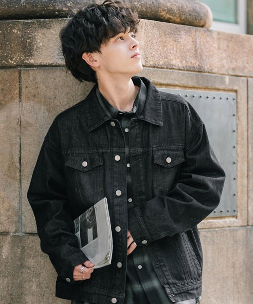 リブドロワ モン デニムジャケット ヴィンテージライク オーバーサイズ リブドロワ モン デニムジャケット ヴィンテージライク オーバー