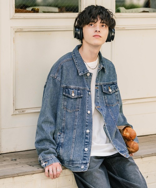 Rocky Monroe(ロッキーモンロー)の「オーバーサイズヴィンテージライク3rdタイプデニムジャケット(デニムジャケット・メンズ・ライトブラック/ケミカルウォッシュ/ブラック系/ブラック/オフホワイト/ワンウォッシュ/ブルー・M/L/XL)」の8枚目の写真