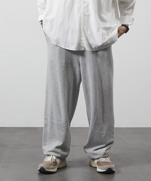 Firsthand（ファーストハンド）の「Firsthand/ファーストハンド 配色 スピンドル ワイドシルエット スウェットパンツ / 裾ドローコード / ダブルフェイス（スウェットパンツ・メンズ・グレー/チャコールグレー/ブラック・M/L）」の6枚目の写真