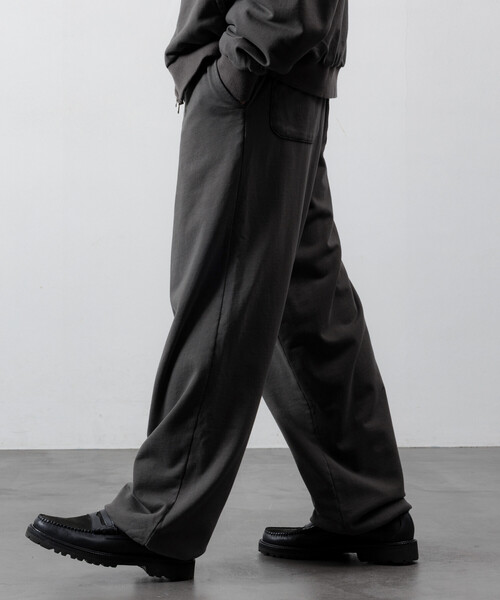 Firsthand（ファーストハンド）の「Firsthand/ファーストハンド 配色 スピンドル ワイドシルエット スウェットパンツ / 裾ドローコード / ダブルフェイス（スウェットパンツ・メンズ・グレー/チャコールグレー/ブラック・M/L）」の12枚目の写真