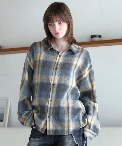 ROCHEM（ローシェン）の「ヴィンテージ加工アソートオンブレチェックシャツ（シャツ/ブラウス・メンズ・ブルー/ブラック/ワイン/ブラック系/ネイビー/ブルー系/ブラウン・XS/S/M/L）」の6枚目の写真