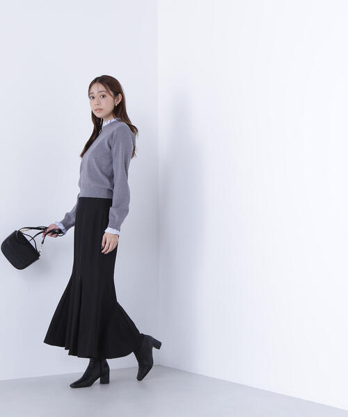 NATURAL BEAUTY BASIC（ナチュラルビューティーベーシック）の「◇ストライプフリルネックニット（ニット/セーター・レディース・ネイビー/グレー/オフホワイト・FREE）」の9枚目の写真