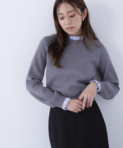 NATURAL BEAUTY BASIC（ナチュラルビューティーベーシック）の「◇ストライプフリルネックニット（ニット/セーター・レディース・ネイビー/グレー/オフホワイト・FREE）」の10枚目の写真