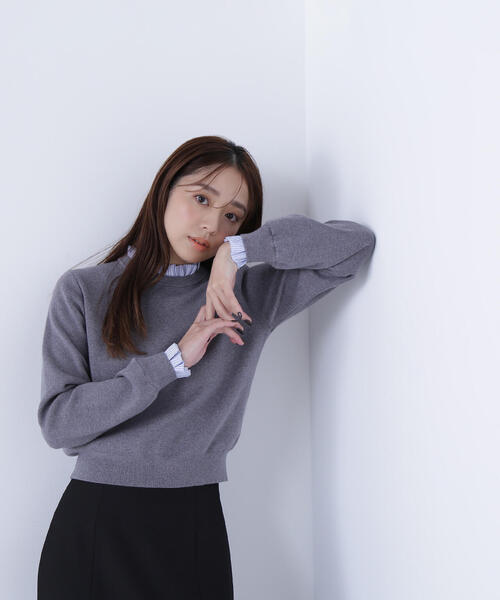 NATURAL BEAUTY BASIC（ナチュラルビューティーベーシック）の「◇ストライプフリルネックニット（ニット/セーター・レディース・ネイビー/グレー/オフホワイト・FREE）」の12枚目の写真